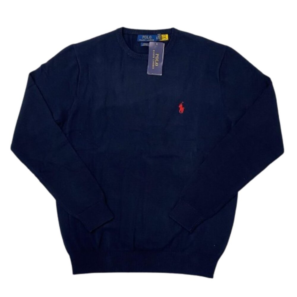 NWT Ralph Lauren Men's Slim Fit Cotton Crew Neck Navy Sweater Size S-XXL